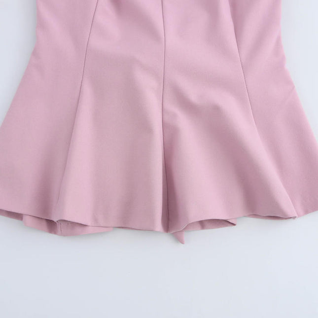 2 Colorway Solid Color Back Hollow Out Bow Tie Sleeveless Casual Fashion Tops Blouse for Women