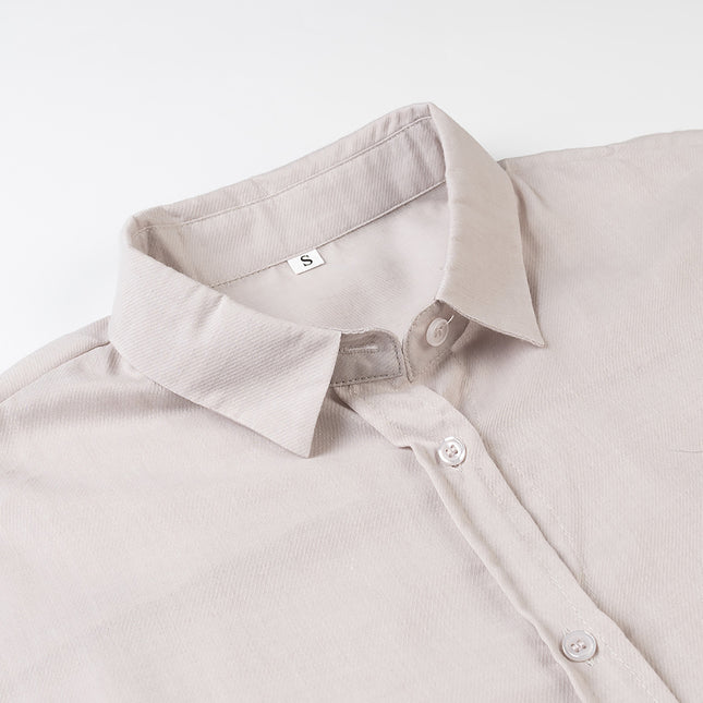 3 Colorway Solid Color Long Sleeve Buttons up Turn Down Collar Casual Fashion Tops Blouse for Women