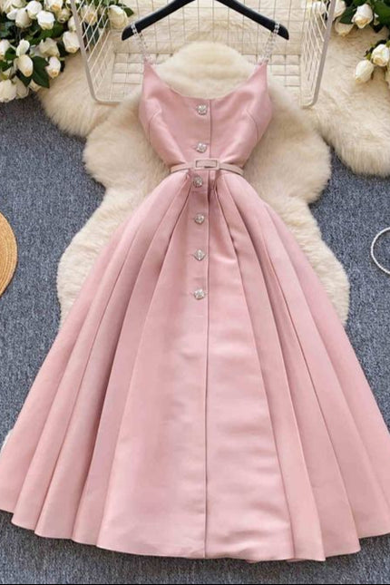 New Design Sense V-neck Backless Retro Solid Color Women's Casual Dress Prom Dress