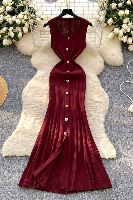 Small Fragrance of Advanced Sense Sleeveless Knit Hip Dress