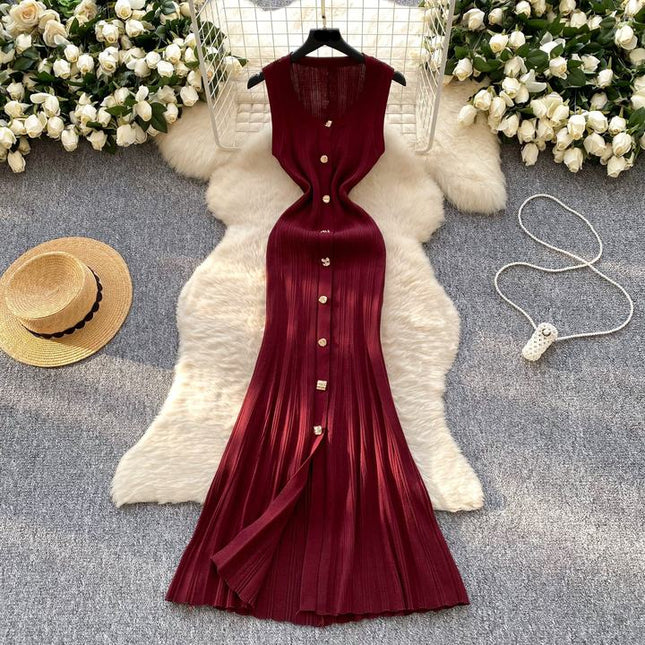 Small Fragrance of Advanced Sense Sleeveless Knit Hip Dress