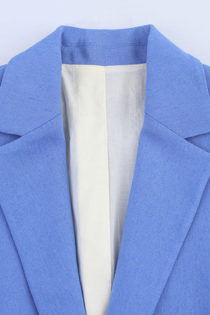 Notched Collar Blue Color Long Sleeve Single Breasted Casual Fashion blazer Jacket for Women