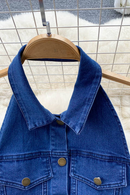 Vestido de denim feminino, sensual vestido casual elegante, de alça única, para mulheres, lace up, controlado na cintura, moda de emagrecimento
