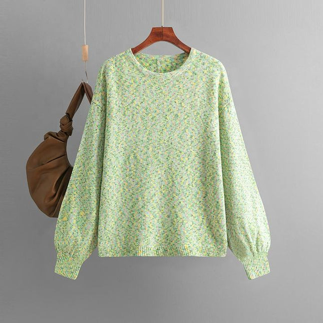 Crew Neck Long Sleeve Solid Color Casual Fashion Women Pullover Shirt Sweater