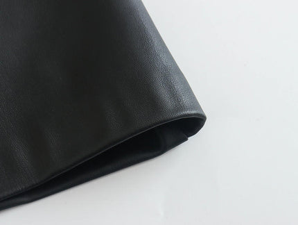 Strapless Black Color Zipper Fly Hot Sale Casual Fashion PU Leather Dress for Women