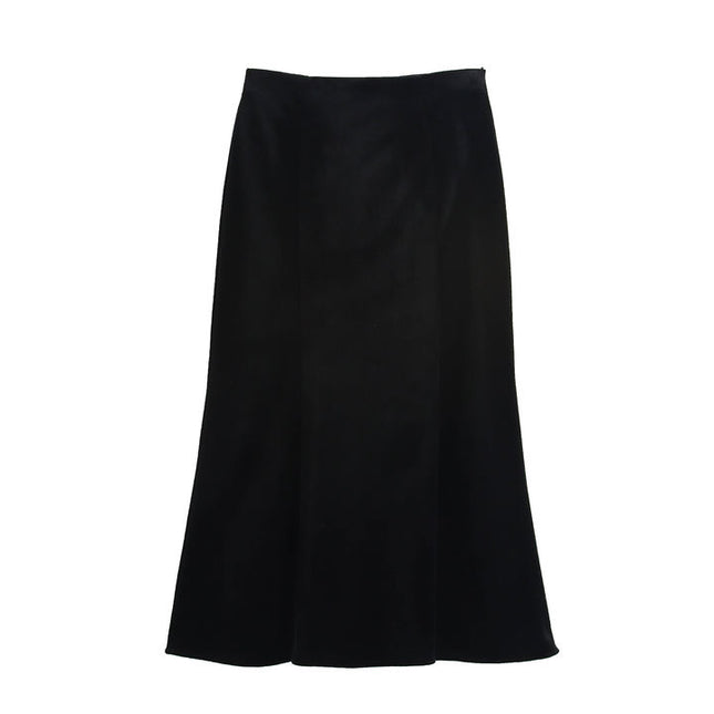 Zipper Fly Black Color Hot Sale Casual Fashion Long Skirt for Women