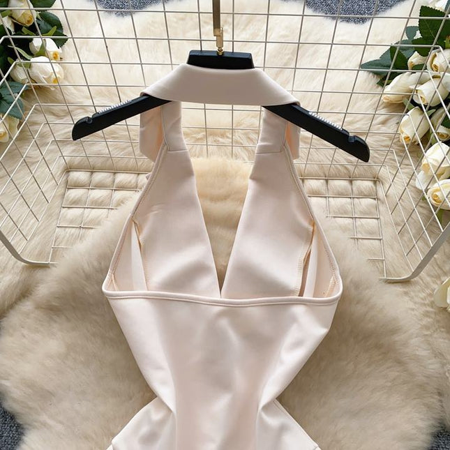 Sexy Ladies Sleeveless V Neck Backless Mini Dress Women