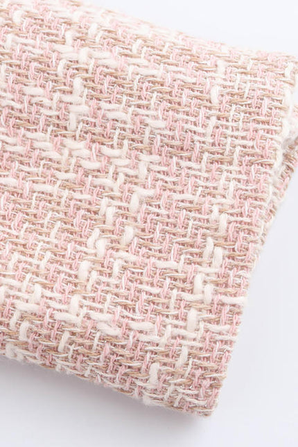 Notched Collar pink Color Double Breasted Long Sleeve Plaid Pattern Casual Fashion blazer for Women