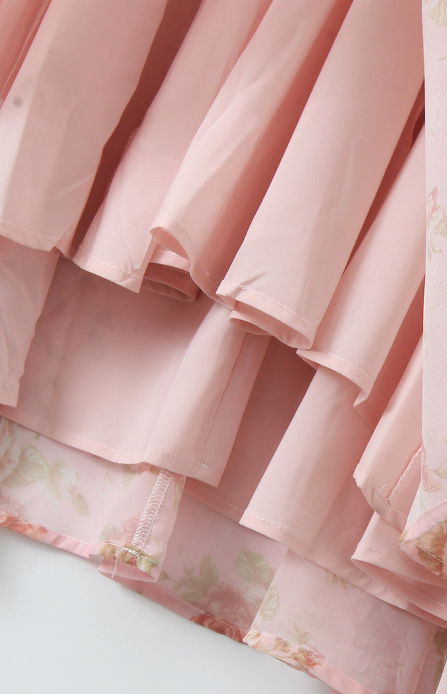 Floral Print Back Hollow Out pink Color Sleeveless Casual Fashion Summer Long Halter Dress for Women
