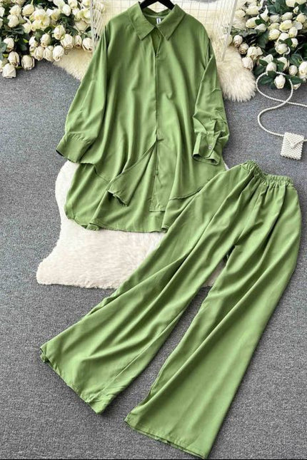 Women's Sets Spring Fashion Shirt High Waist Casual Pants 2 Piece Set Women Clothing Wholesale