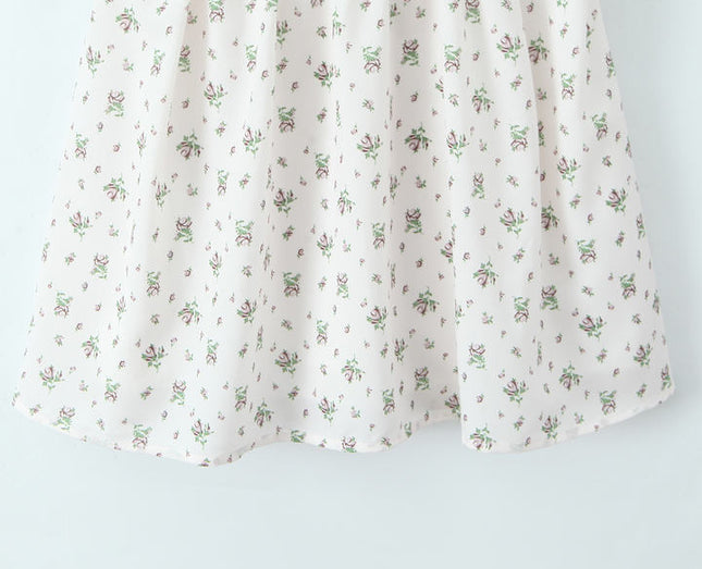 2 Colorway Floral Print square Collar Hot Sale Casual Fashion Mini Dress for Ladies