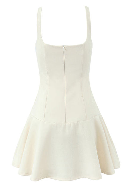 2 Colorway Shoulder Strap Solid Color Front Hollow Out Casual Fashion Mini slip Dress for Women