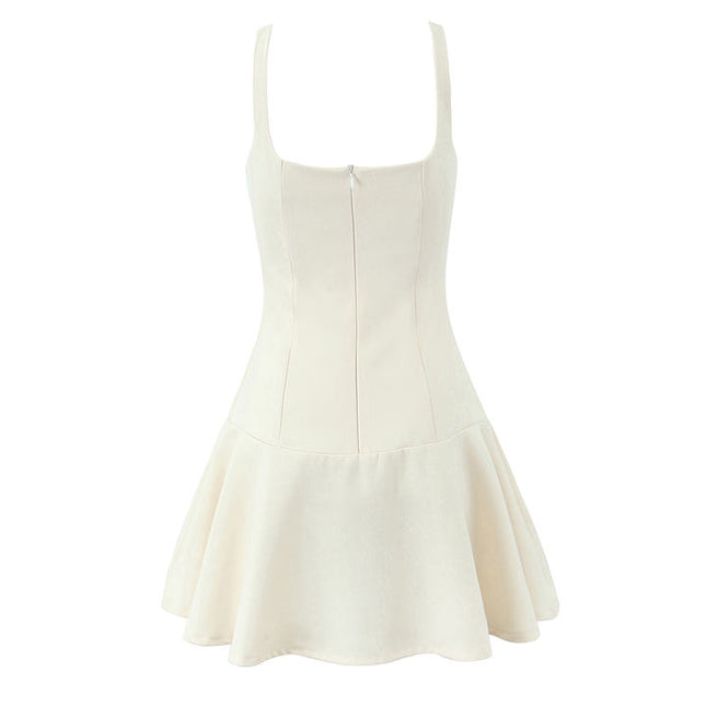 2 Colorway Shoulder Strap Solid Color Front Hollow Out Casual Fashion Mini slip Dress for Women