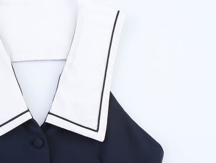 Back Hollow Out Buttons up Navy Color Hot Sale Casual Fashion Women's tank Tops