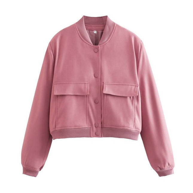 11 Colors Spring Fall Fashion New Collar Big Pockets Women'S Jacket Coat