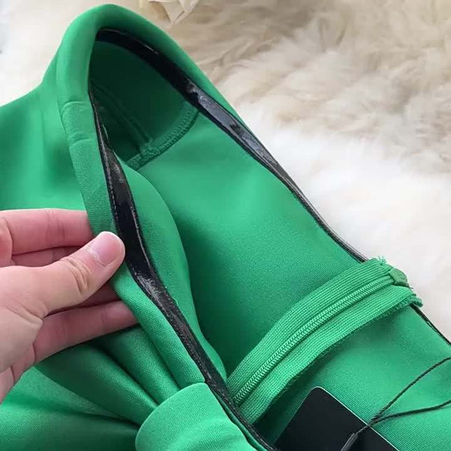 Green Dresses Women Bow Tie Sheath Party Waisted Party Dresses