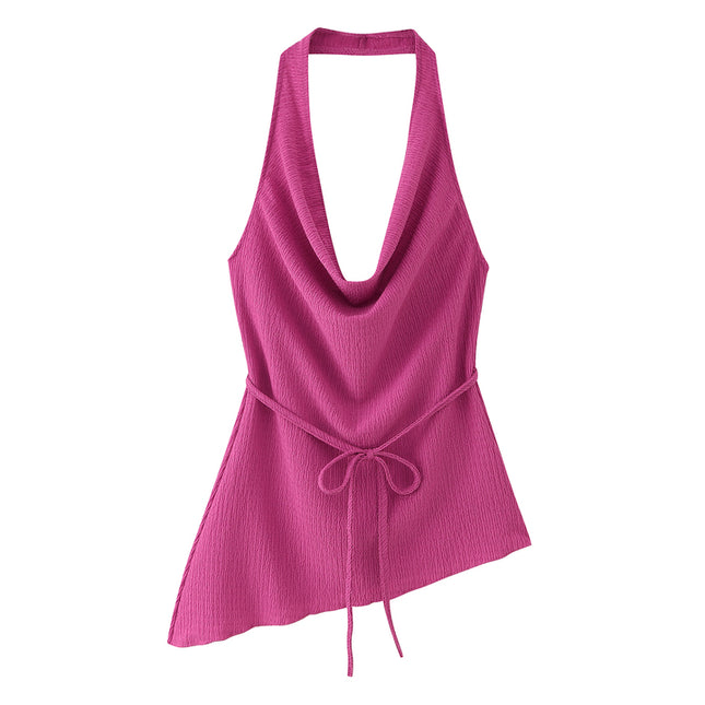 3 Colorway Back Hollow Out Solid Color Sleeveless Casual Fashion Women's Halter tank Top