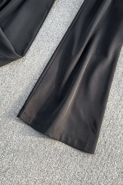 2025 V-neck Casual High Waist Slimming Jumpsuit Loose Flared Wide Leg Long Pants