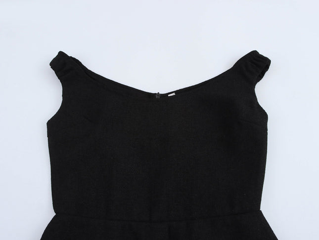 Crew Neck Patchwork Design White Black Color Sleeveless Casual Fashion Summer Long Dress for Women