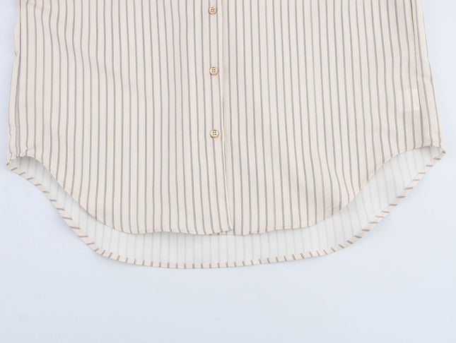 2 Colorway Turn Down Collar Long Sleeve Buttons up Striped Print Casual Fashion Tops Blouse for Women