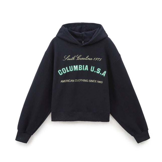 Letter Print Solid Color Long Sleeve Casual Fashion Women Sweatshirt Hoodie