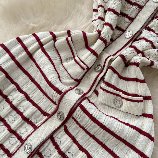 2025 Summer Striped Midi Dress Women Sleeveless Empire Dress