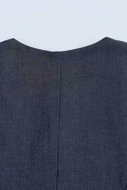 Crew Neck Buttons up Solid Color Casual Fashion Vest Waistcoat for Women