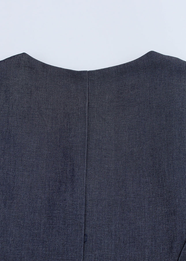 Crew Neck Buttons up Solid Color Casual Fashion Vest Waistcoat for Women