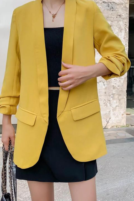 12 Colorway Candy Color Open Stitch Long Sleeve Casual Fashion Women Blazer