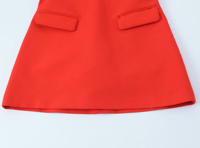 Strapless Red Color Zipper Fly Hot Sale Casual Fashion Mini Dress for Women