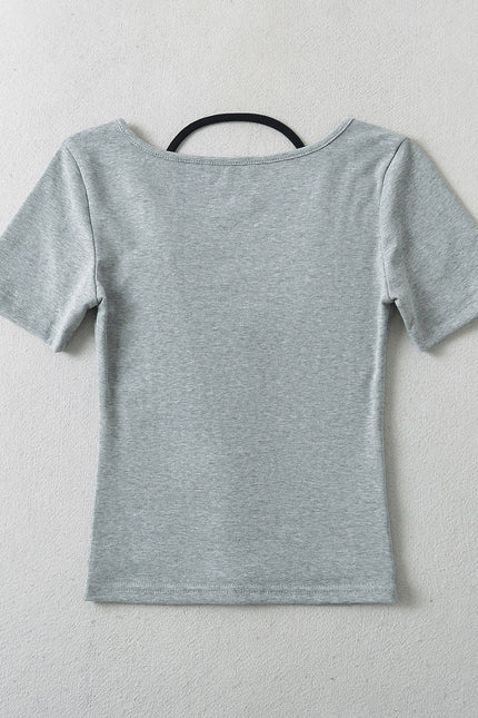 5 Colorway Solid Color Short Sleeve Buttons up Casual Fashion Summer t Shirt for Women