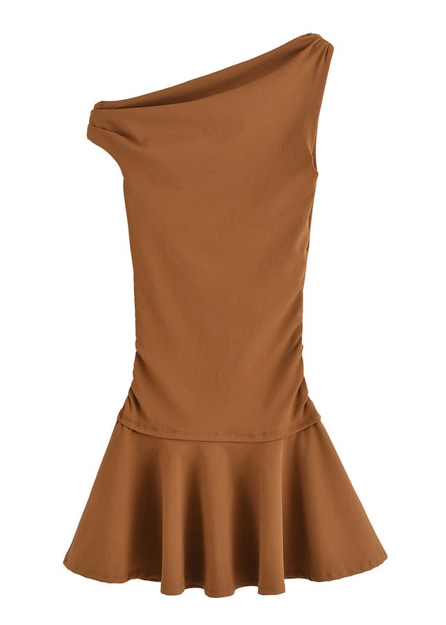 3 Colorway Solid Color Asymmetrical Design Sleeveless Casual Fashion Summer Mini Dress for Women