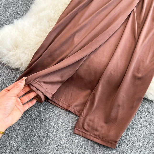 Summer Sexy Suit Women's Hanging Neck Cross Wrap Chest Top Split Wrap Hip Middle Length Skirt Two-piece Set