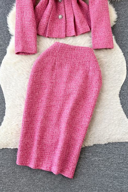 High End Tunic Suit Jacket for Women Autumn and Winter Temperament Slim Fitting High Waisted Skirt Fashionable Set