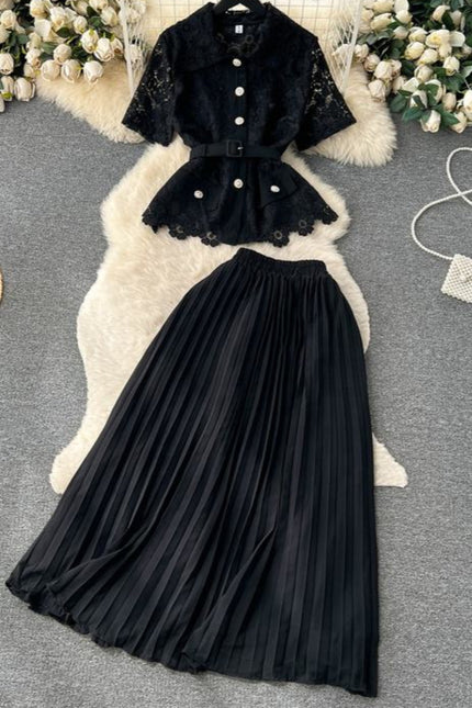 Kadın setleri yaz Ruffles üstleri pilili rahat etek seti Ropa toptan