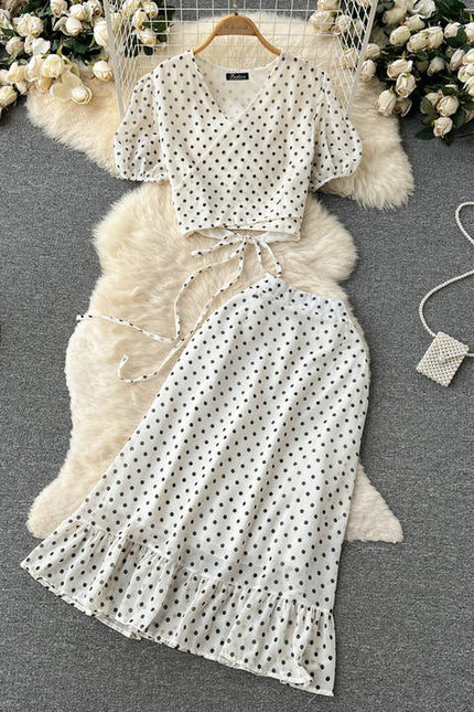 2024 Women Sweet Embroidery Top Skirt Two-piece Set