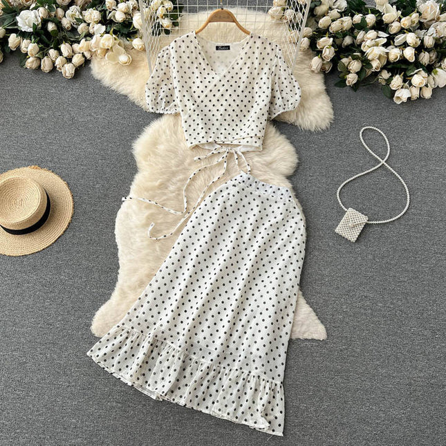 2024 Women Sweet Embroidery Top Skirt Two-piece Set