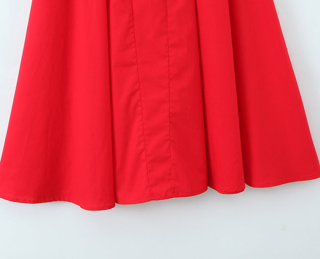 Spaghetti Strap Red Color Zipper Fly Hot Sale Casual Fashion Long Cotton slip Dress for Women