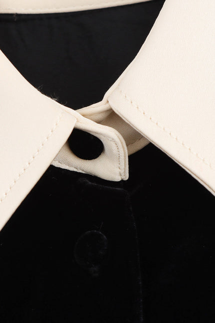 Turn Down Collar Black Color Long Sleeve Buttons up Casual Fashion Shirts Tops Blouse for Ladies