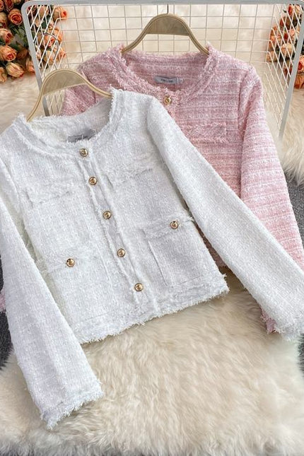 2024 Autumn Winter New Loose Jacket Long Sleeve Woolen Jacket Lady Coat Formal