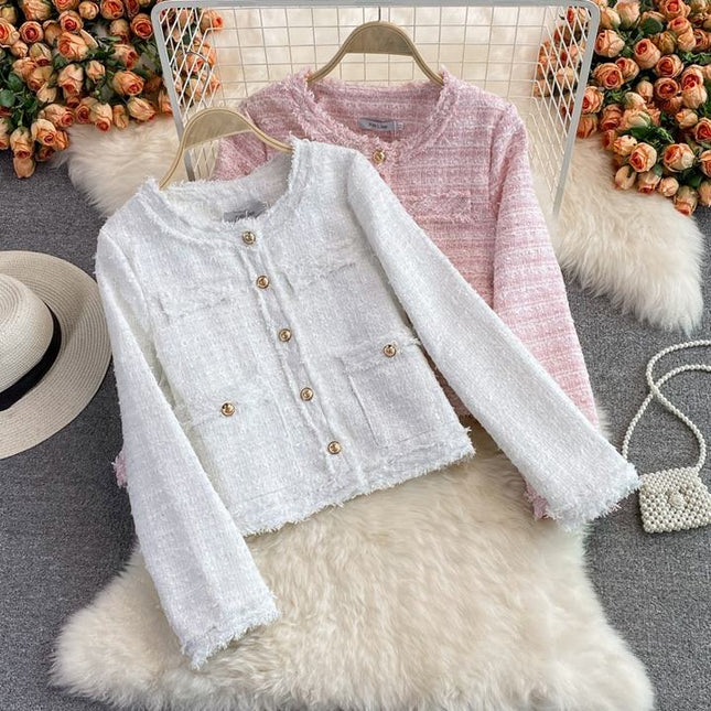 2024 Autumn Winter New Loose Jacket Long Sleeve Woolen Jacket Lady Coat Formal