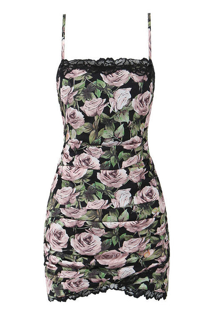 Spaghetti Strap Floral Print Multi Color Casual Fashion Mini slip Dress for Women