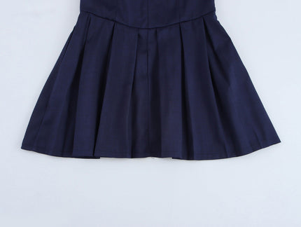 Turn Down Collar Navy Color Sleeveless Casual Fashion Summer Mini Dress for Women
