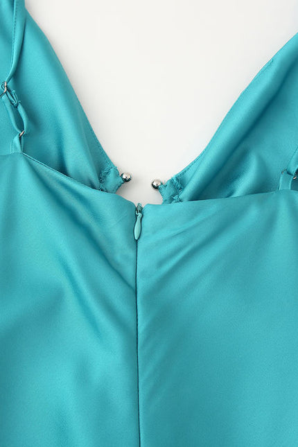 2 Colorway Spaghetti Strap Solid Color Front Pleated Casual Fashion Maxi slip Dress for Ladies
