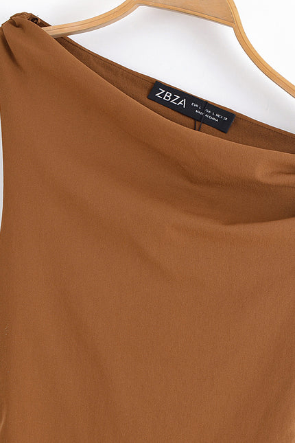 3 Colorway Solid Color Asymmetrical Design Sleeveless Casual Fashion Summer Mini Dress for Women