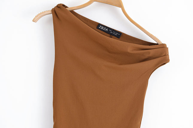3 Colorway Solid Color Asymmetrical Design Sleeveless Casual Fashion Summer Mini Dress for Women