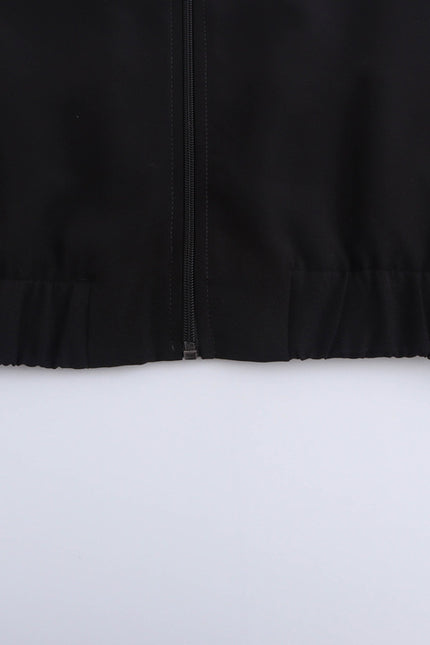 Stand Collar Long Sleeve Zipper Fly Patchwork Design Casual Fashion Sports Jacket for Women