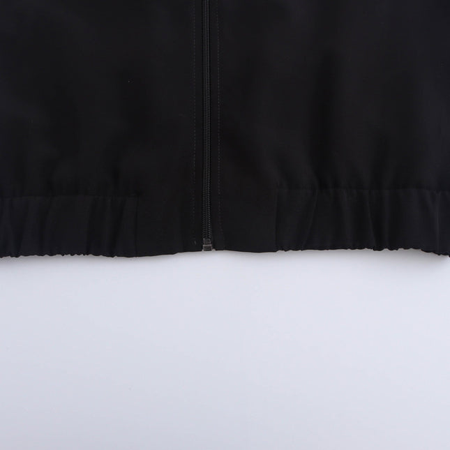 Stand Collar Long Sleeve Zipper Fly Patchwork Design Casual Fashion Sports Jacket for Women