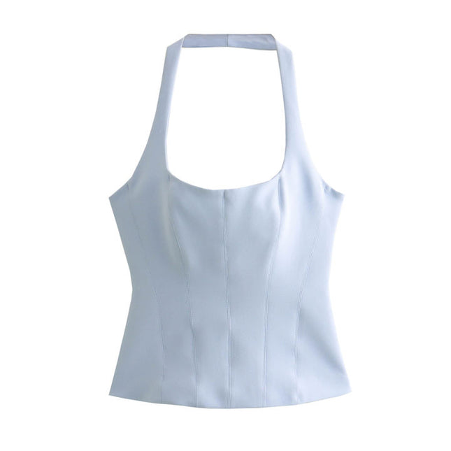 4 Colorway Back Hollow Out Solid Color Hot Sale Casual Fashion Halter tank Tops for Women