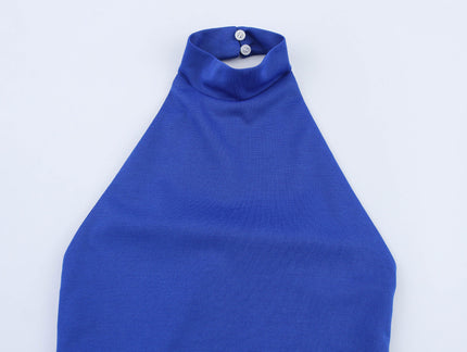 2 Colorway Sleeveless Solid Color Back Hollow Out Casual Fashion Long Halter Dress for Women